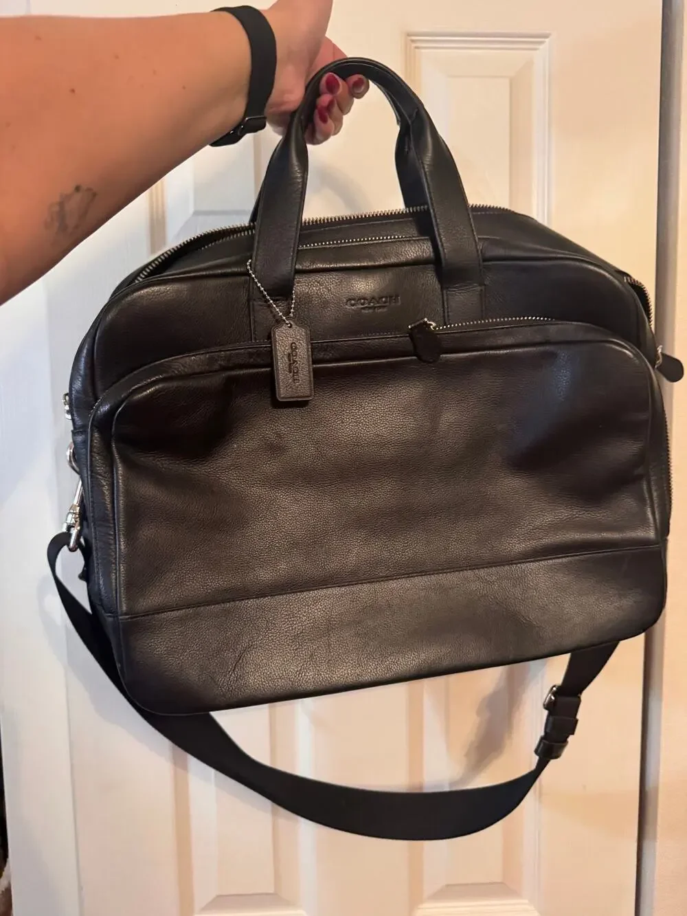 Vintage Coach Black Leather Laptop Bag